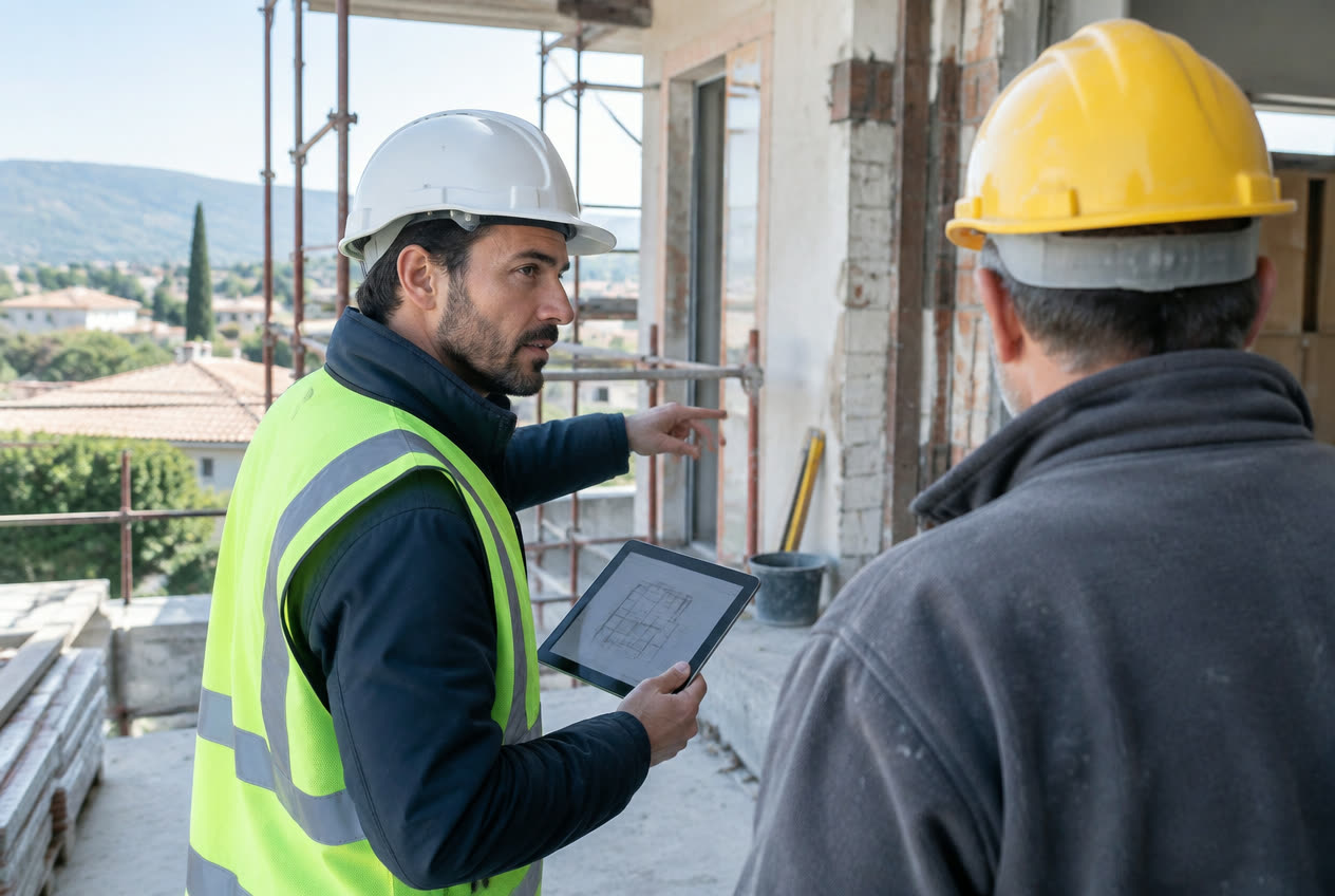 Verifica tecnica in un cantiere residenziale